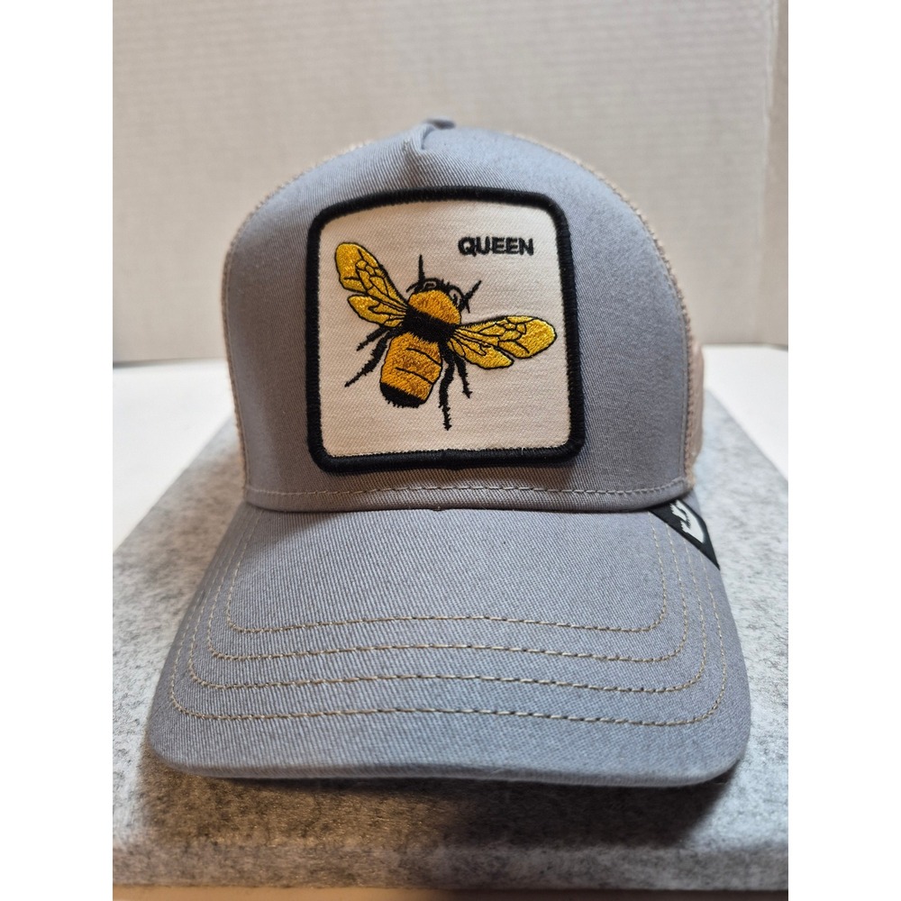 Goorin Bros The Farm Queen Bee Trucker Hat Gray Tan Mesh Snapback Cap